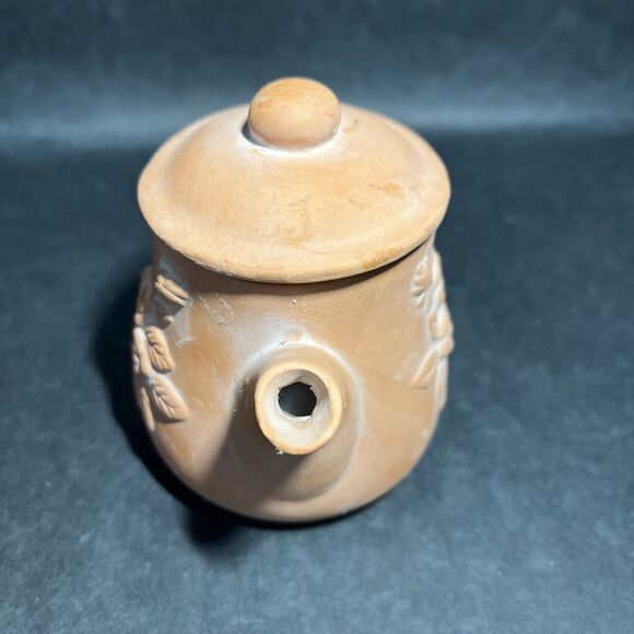 Vintage Potpourri Designs Pottery Floral Tea Pot Candle Holder W/Candle 85% Full - Picture 6 of 10